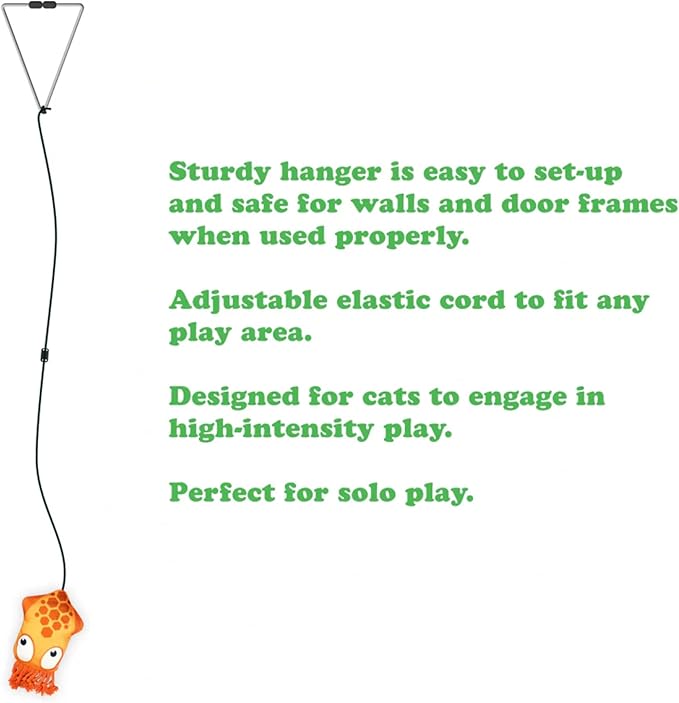 Meowijuana Purrfect Pairing Jump 'n' Jamb Squid Door Hanging Cat Toy and Get Tangled Octopus | Refillable Interactive Catnip Toy | Includes Potent Catnip Grown in North America