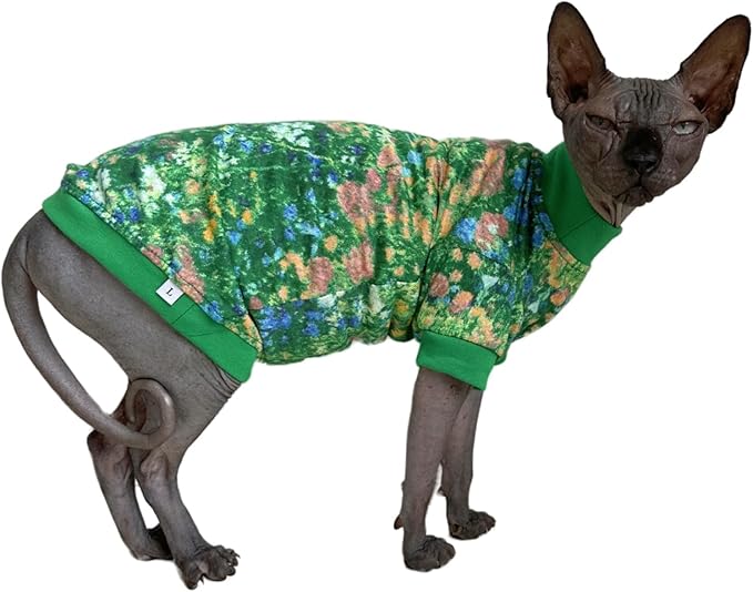 Limited Edition Sphynx Cat Cotton T-Shirts Hairless Cat Sweatshirt Pet Kitten Clothes Round Collar Kitten Shirts Vest Cats & Small Dogs Apparel (Impressionism, M (5.5-6.6 lbs))