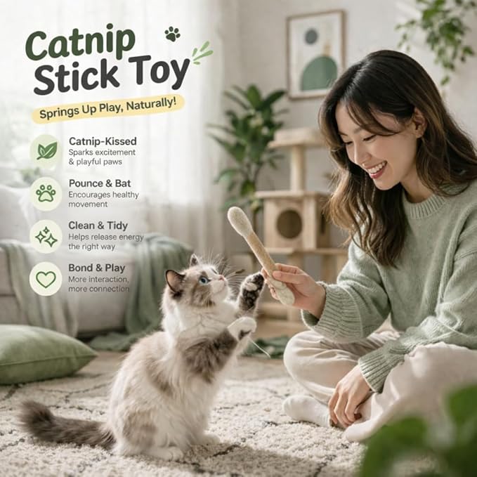Cotton Swab Cat Toys with Catnip, 6 Pack Catnip Toys for Indoor Cats, Giant Kitty Kicker Plush Chew Sticks, Durable Felt Interactive Cat Toys for Kittens and Adult Cats (Orange)