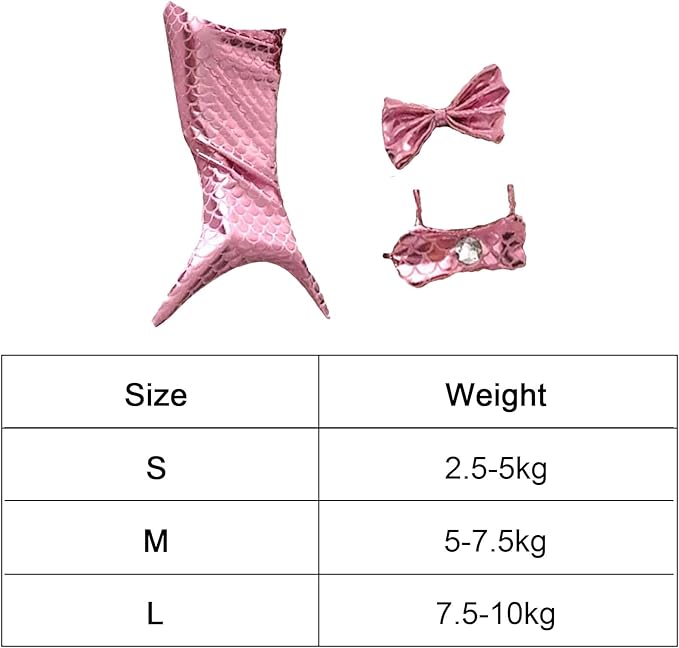 Generic cat Mermaid Costume, Mermaid Tail for Cats, Mermaid Tail Clothes Sequin Mermaid Dress, Comfortable & Soft Dog Outfit, Funny Pet Costumes for Cat and Dog, Pink