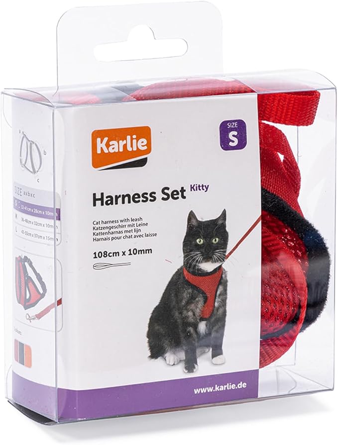 Flamingo Harms Kitten Set of Harness Red/Black, 110 cm x 10 mm