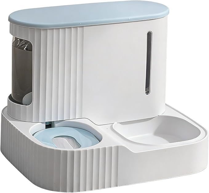 Cat Food and Water Dispenser Set - 2 in 1 Puppy Water Feeder,3L Detachable Automatic Cat Food Dispenser - for Kitten Puppy Home Indoor Vacation Feeding Watering