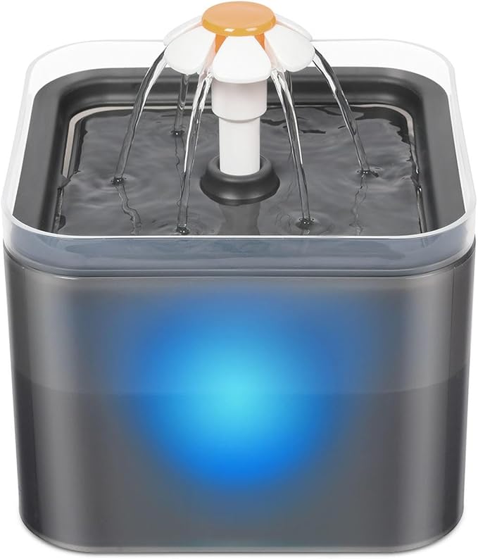 2L Cat Water Fountain,Pet Automatic Drinking Dispenser Watering Supplies, Ultra Silent Drinking Dispenser Bowl with LED Light, for Cats and Small Dogs,A