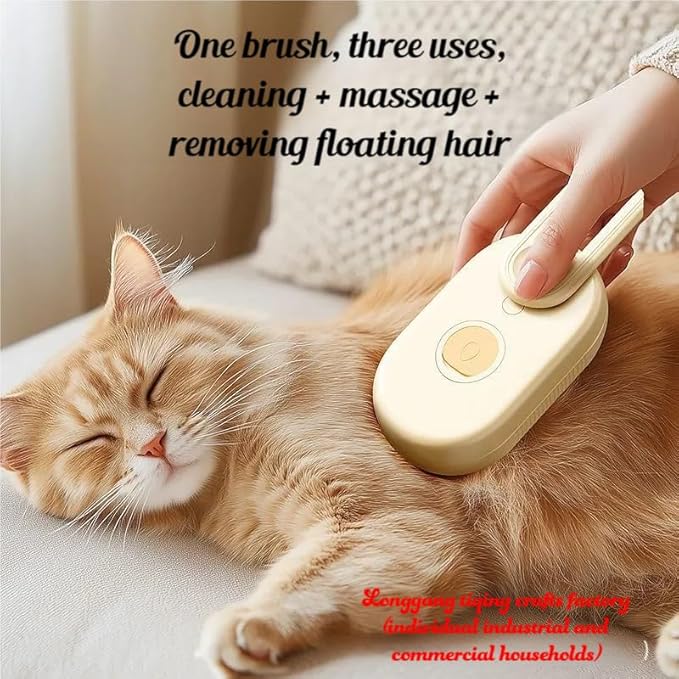 360° Rotating Cat Brush for Hair Removal and Grooming - Non-Slip ABSPet Hair Brush with Ergonomic Handle, Gentle Brushes for Cats, Dog & Small Animals (Khaki)