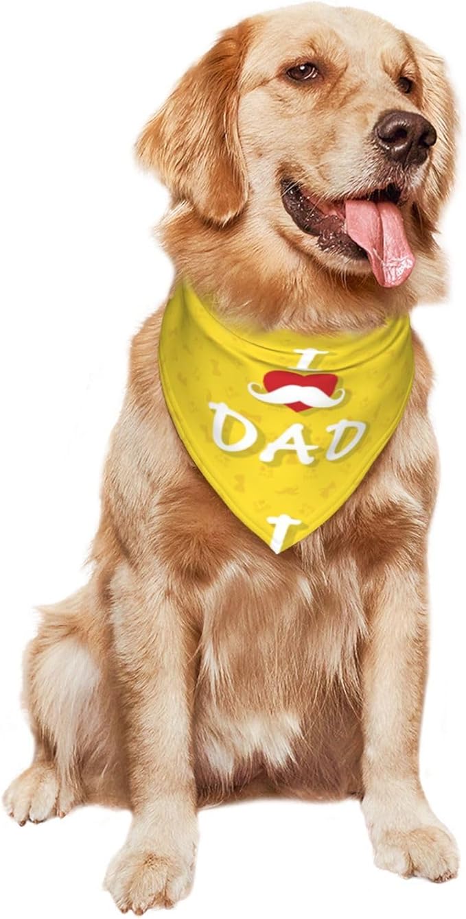 Happy Father's Day Dog Bandana Adjustable Reversible Triangle Dog Scarf Scarves Pet Bibs Costume Accessory Decor for Cats