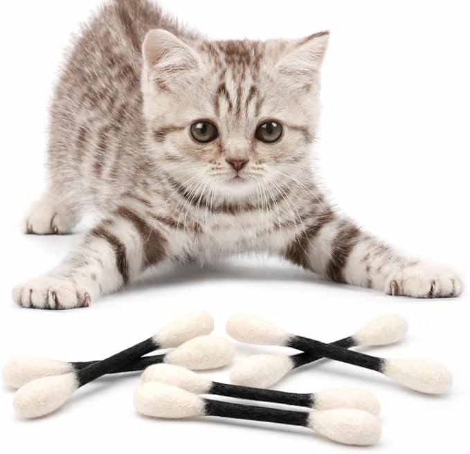 Glaciart One Swabs Cat Toys with Catnip - 6 Pk | Durable for Chew, Cute Cat Toys Interactive Kitty for Boredom, Exercise, & Play | Filled w/Organic Catnip for Anxiety & as Digestive Aid | Gift Idea