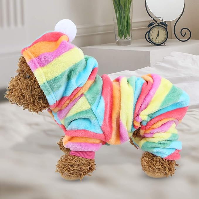 Zerodis Pet Dog Cat Warm Pajamas Clothes Autumn Winter Pet Hoodies Doggy Fashion Jumpsuit Apparel for Small Dogs(XS)