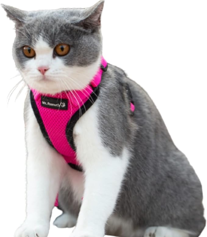 Mr. Peanut's PurrTrek Reflective Cat Harness with Matching Leash (Small, Pink)