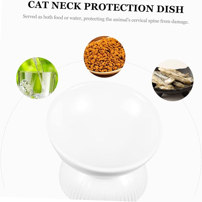 Abaodam Ceramic Cat Feeder Bowl Tip Design Slanted Mouth for Easy Eating Safe Material Cat Food Container for Comfortable Feeding