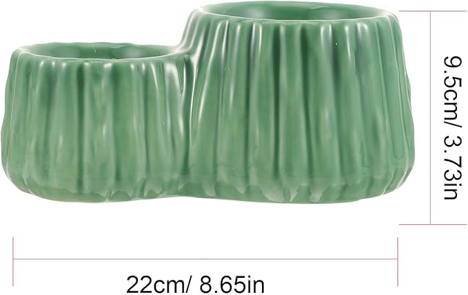 VOSAREA Ceramic Raised Cat Bowl and Elevated Dog Feeder Set with Anti-Spill Design, Green Dual Height Bowls for Pet Feeding and Watering, Suitable for Cats and Puppies