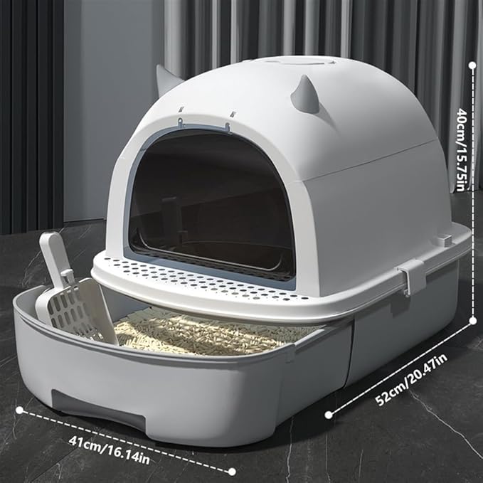 Pet Supplies, Enclosed Cat Litter Box with Drawer, Easy Clean(Yellow)