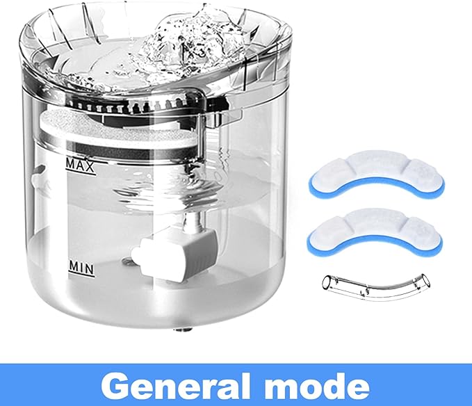 Cat Fountain, Pet Water Dispenser Water Bowl 1.8L Cat Water Fountain with Triple Filtration Automatic Pet Drinking Waterer Bowls Transparent for Indoor Cat Dog