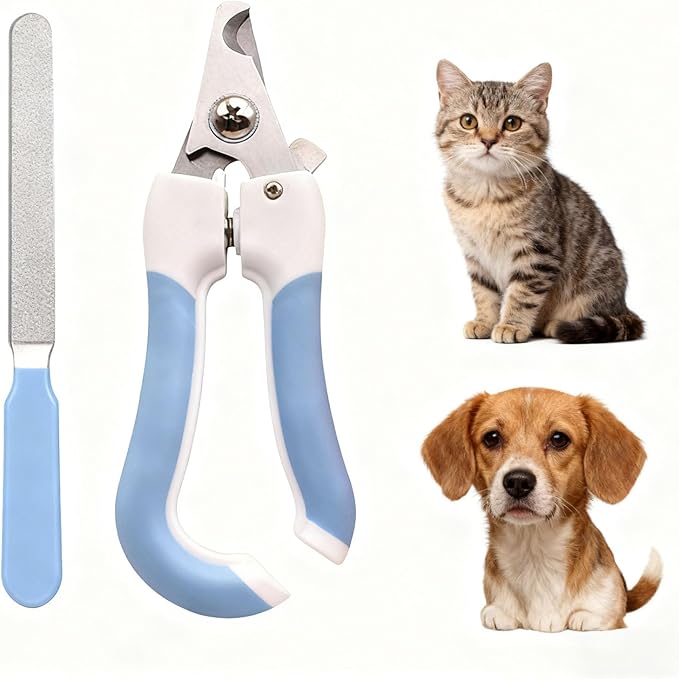 Pet Nail Clippers for Dogs & Cats with Safety Guard, Sharp Stainless Steel Blades, Professional Dog Nail Trimmers for Small Medium Large Breeds, Cat Nail Clippers for Indoor Cats, Quiet Grooming Tool