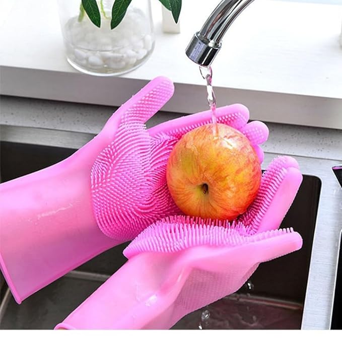 Pet Grooming Gloves Silicone Gloves with High-Density Teeth Enhanced Five Finger Design for Dogs Cats Bathing Massaging (Green)