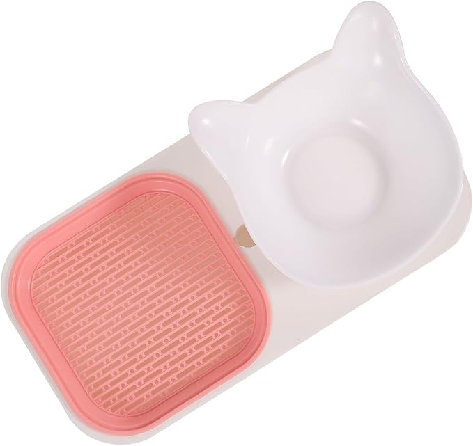 VANZACK Cat Grass Feeder Bowl with Water Container, Multi-Function Hydroponic Catnip Planting Box, Protective Pet Feeder for Indoor Cats, Pink Integrated Feeding and Watering Supply