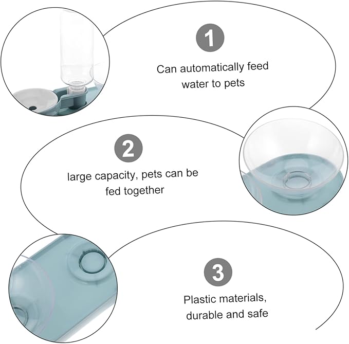 Yardwe Pet Automatic Water Dispenser Bottle with Tilt Double Bowls Transparent Design for Cats Capacity Lightweight and Practical Feeding