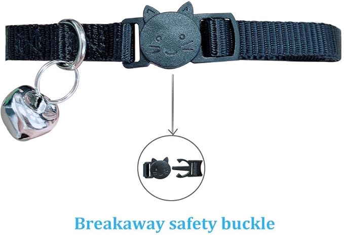 Personalized Cat Collar Embroidered Pet Name and Number Kitten Collar with Bell & Breakaway Safety Buckle