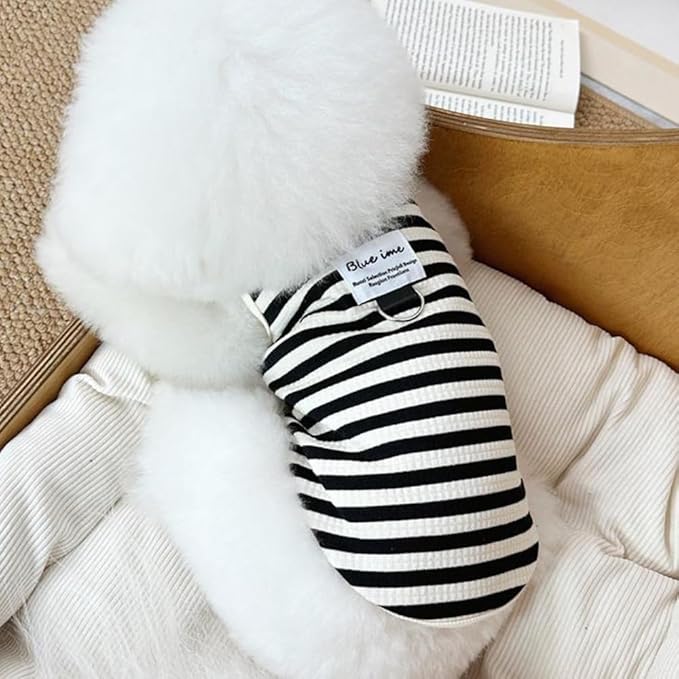 Lightweight Stretchy Dog Tank Top - Soft Sleeveless Shirt for Small Dogs, Breathable Striped Pet Clothes for Chihuahua, Puppy