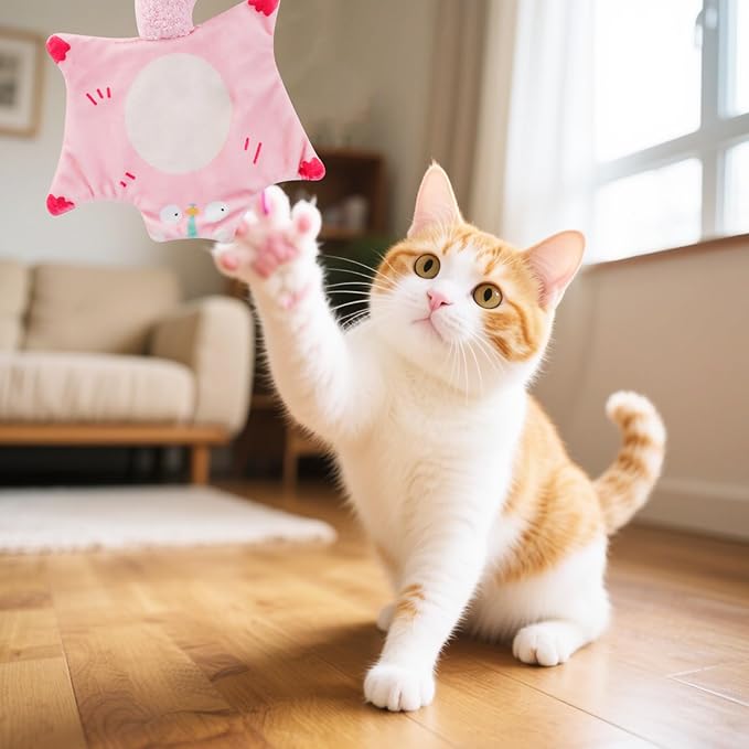 Andiker Catnip Cat Toys, Flying Squirrel Shape Plush Cat Toy with Crinkle Paper and Natural Catnip, Interactive Cat Toys for Indoor Cats and Kittens to Sniff Scratch Bite and Reduce Boredom (Blue)