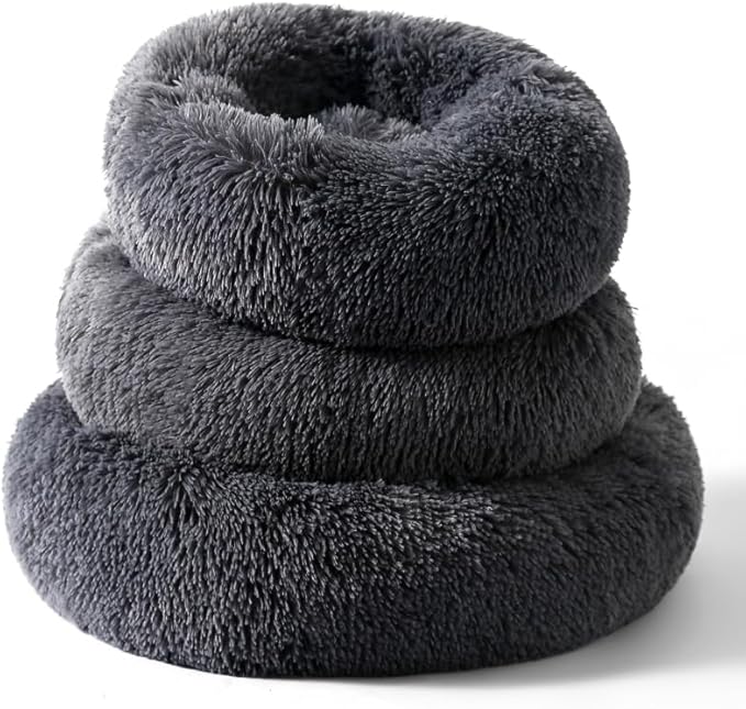 Cat Beds for Indoor Cats with Non Slip Bottom Plush Rabbit Pillow Donut Dog Bed Soft Faux Fur Indoors Beds for Indoor Kittens Comfortable Rabbit Bed Up to 7 Lbs Small Pet