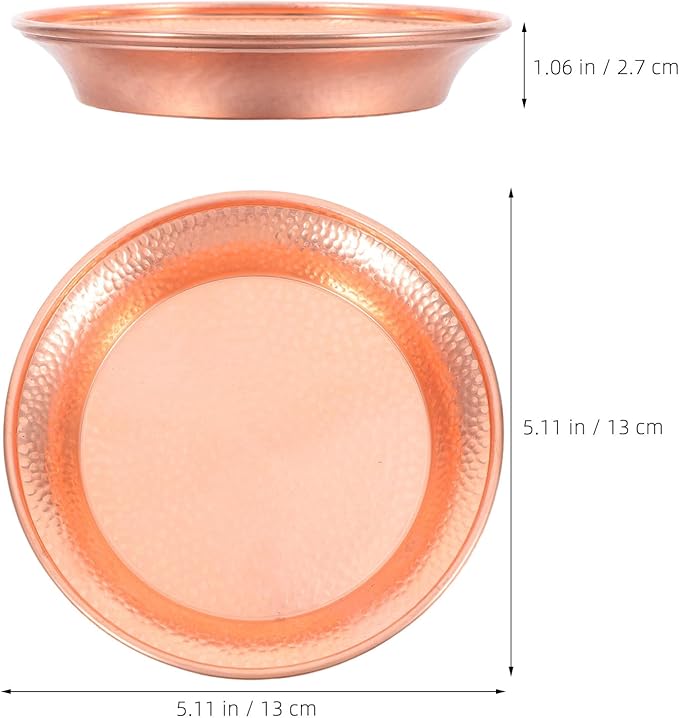 Decorative Cat Bowl: Hammered Copper Pet Food & Water Basic Bowls for Cats and Dogs, 13cm/5in Wide Mouth Metal Snacks Dish, Easy Carry Pets Feeder