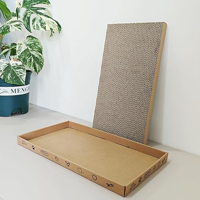 Cardboard Scratcher Pad, Wide Corrugate Cat Scratchers, Cat Scratching, Cat Scratch Pad, Furniture Protectors from Cat Scratching,Double-Sided Design (2PCS)