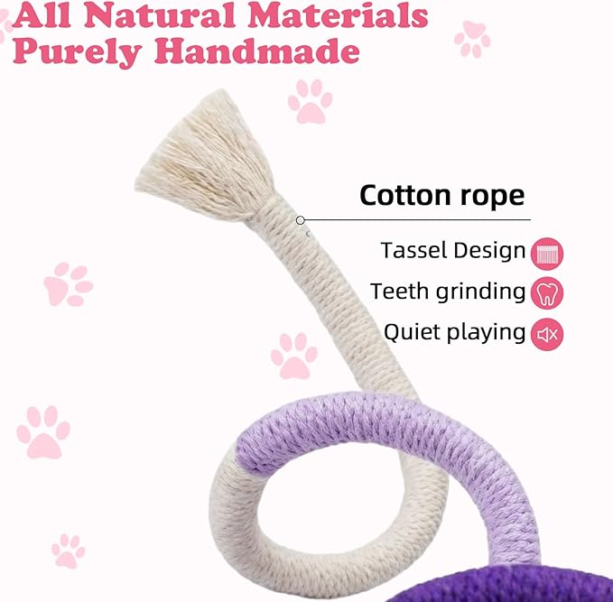 Leitee 100 Pcs Cat Storage Basket Gift Toys Set Cute Cotton Rope Basket, Fish Plush Mice Pet Bell Colorful Crinkle Balls Spring Toys Attract Cat to Swat, Hunt, Interactive for Pet (Basic,Pink,White)