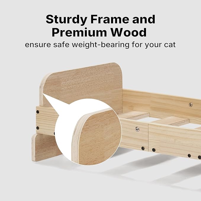 Veehoo Elevated Dog Bed Medium Size Indoor, Wood Furniture Style Dog Couch Sofa with Removable Washable Cover, Cute & Fluffy Large Cats Bed Furniture for Home