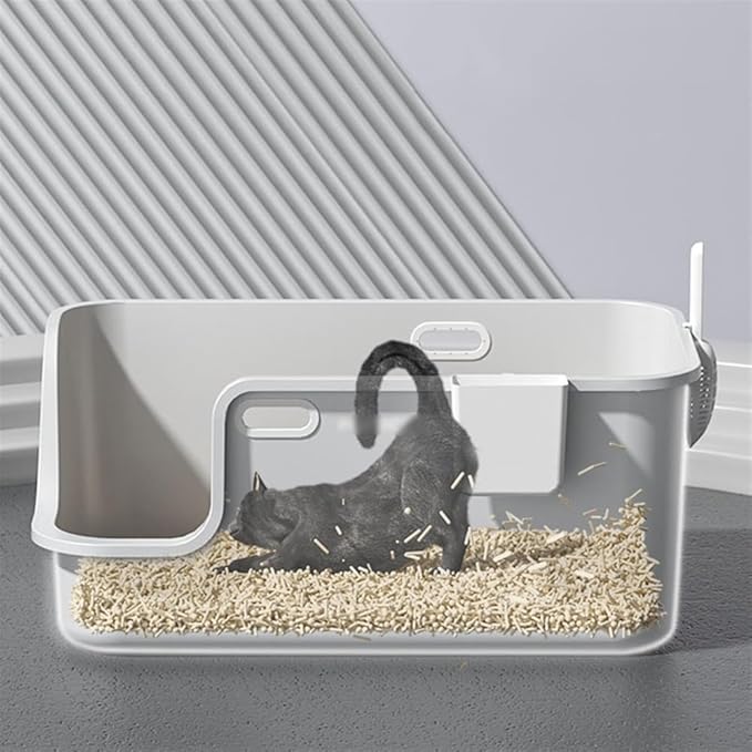 Pet Supplies, Open Large Cat Litter Box with High Sides, Nonstick Extra Wide Pan for Multi Cats