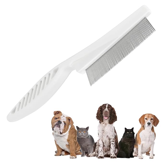 Combs for Pets - Pet Grooming Comb for Cats & Dogs Removes Tangles Knots with Stainless Steel Pins for Tear Stain Removal