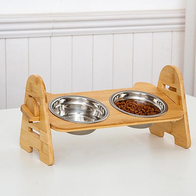 Elevated Tilted Cat Bowl Pet Food Water Dish Pet Supplies Adjustable Bowl for Small Medium Dogs Drinking Watering