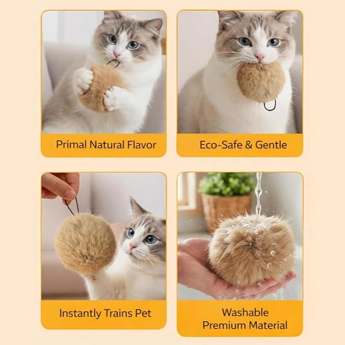 3PCS Soft Fluffy Rabbit Fur Catnip Balls – Fake Fur Cat Toys for Indoor Cats, Washable & Fun to Chase, Perfect for Bunny Kicks, Exercise & Bonding
