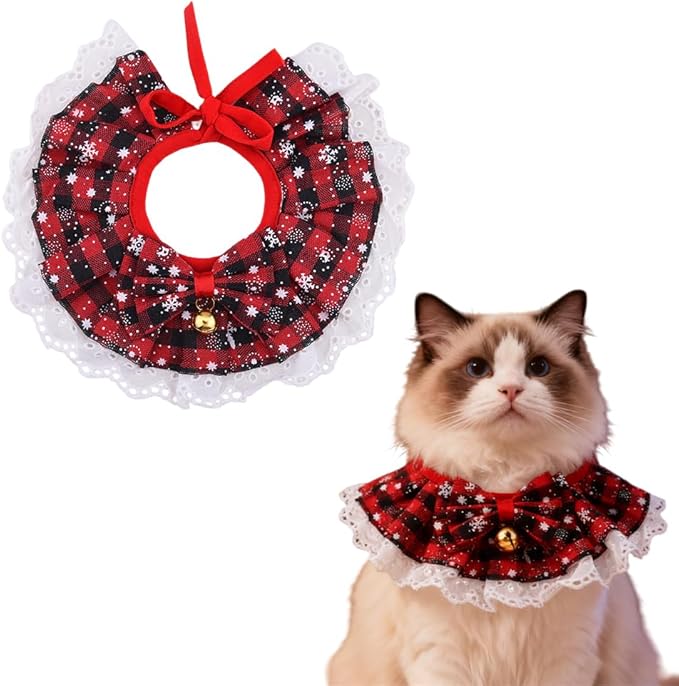 Christmas Dog Bow Ties for Small Medium Large Dogs Cat Bib for Eating Holiday Pet Bandanas for Dogs Scarf and Bow Cat Neck Accessories Xmas Party Pet Bib Costume Outfit Plaid Rabbit Bandana Apparel