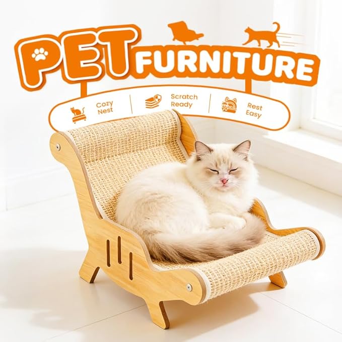 2026 New Cat Recliner Scraper Board, Large 2 in 1 Cat Recliner Scratch Board, Durable Cat Scratching Pad Cat Scratcher Bed Cardboard Cat Scratchers for Indoor Cats (E)