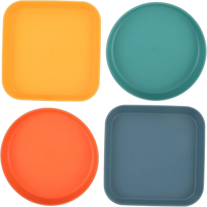 Kisangel 4pcs Multifunctional Pet Food Tray Cat Dog Bowls Shallow Plates for Wet Food Easy-Clean Square Cat Dishes