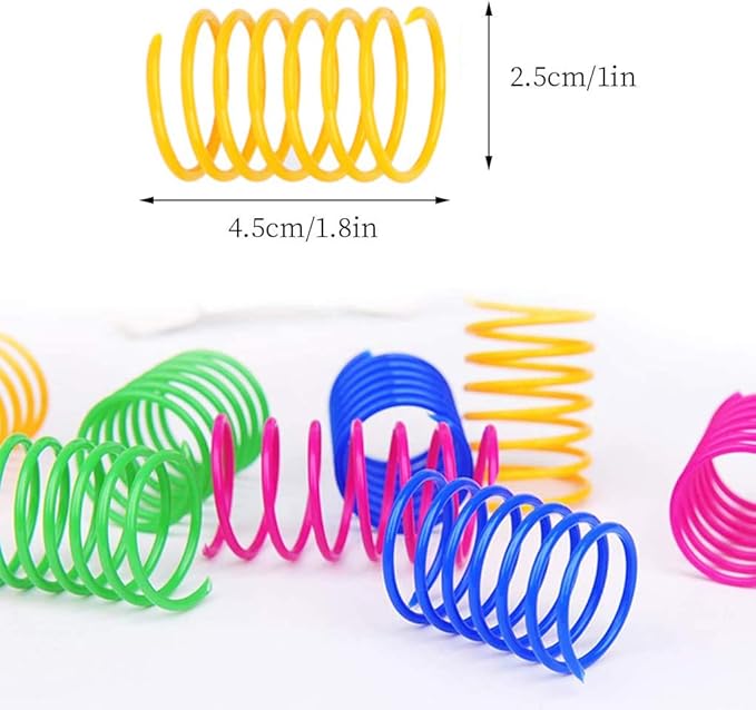 ISMARTEN Cat Spring Toy (30 Pack), Cat Kittens Toys Plastic Coil Spiral Springs for Swatting, Biting, Hunting, and Active Healthy Play (Random Color)