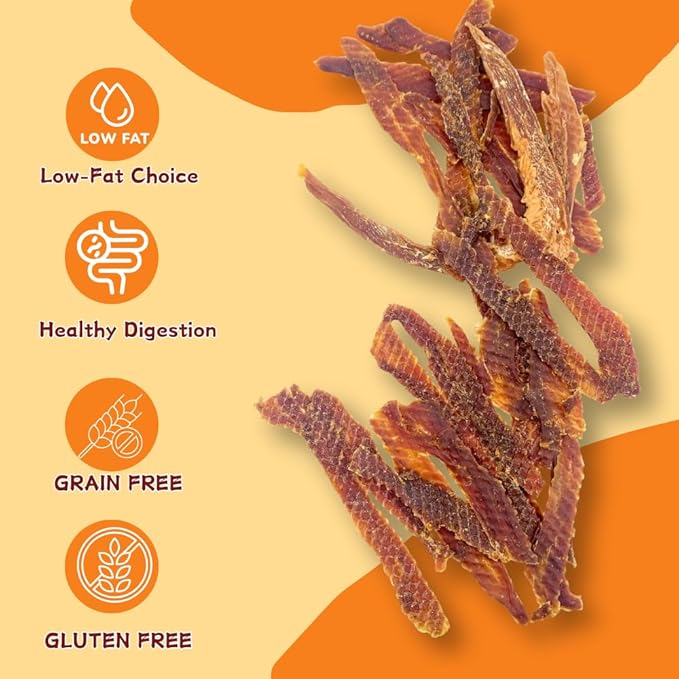 Air-Dried Duck Jerky Dog Treats, Novel Protein & Grain-Free Tender Snacks, All Natural Single Ingredient Training Reward for Sensitive Dogs, 5.29 Ounce (3 Pack x 5.29 Ounce,Chicken)