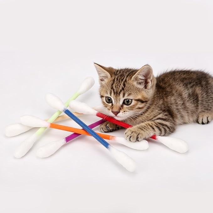 6pcs Cotton Swabs Cat Toys with Catnip, 16x1.5cm/6.3x0.59in Kitten Chew Sticks Interactive Giant Kitty Kicker Toy for Indoor Boredom Exercise & Play (Mixed Colors)