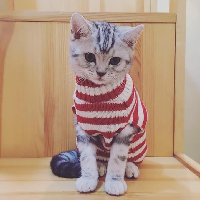 Cat Sweater Christmas Santa Claus Pet Cat Winter Knitwear Warm Clothes Medium