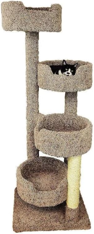 HomeStock Cat Tower Large Multi-LevelCarpeted Cat Tree with Scratching PostsCat Furniture for Indoor Cats Beige
