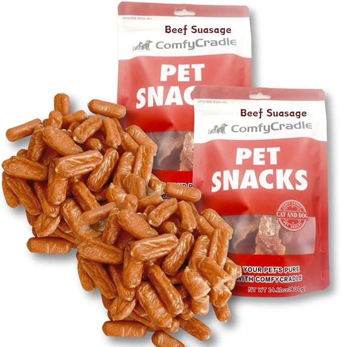 All-Natural Dog Treats, Hearty Beef Sausage Links for a Healthy Snack, A Grain-Free and High-Protein Choice for Your Best Friend,2 Pack x 14.11 Ounce(Pack of 2)