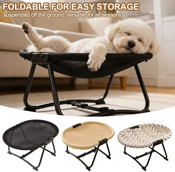 Cat Bed Hammock, Free-Standing Elevated Dog Cot for Indoors and Outdoors,Foldable No-Assembly Pet Bed with Breathable Mesh,Lightweight Raised Pet Cot for Cats and Small Dogs (Brown)