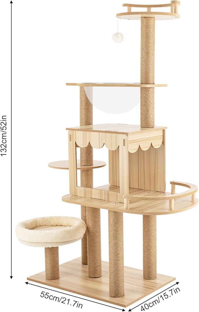 Cat Tree Modern Cat Tower for Indoor Cats, Multi-Level Cat Condos with Scratching Post & Resting Platforms for Large/Small Cat Climbing, Cat Activity Center Playground