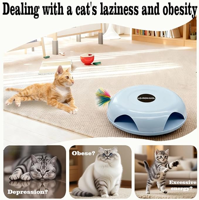 Interactive Whack-a-Mole Cat Toy — Automatic Mushroom Feather Pop-Up Play Toy for Cats, Cognitive Stimulation & Exercise, Durable Pet Entertaining Game (Blue)