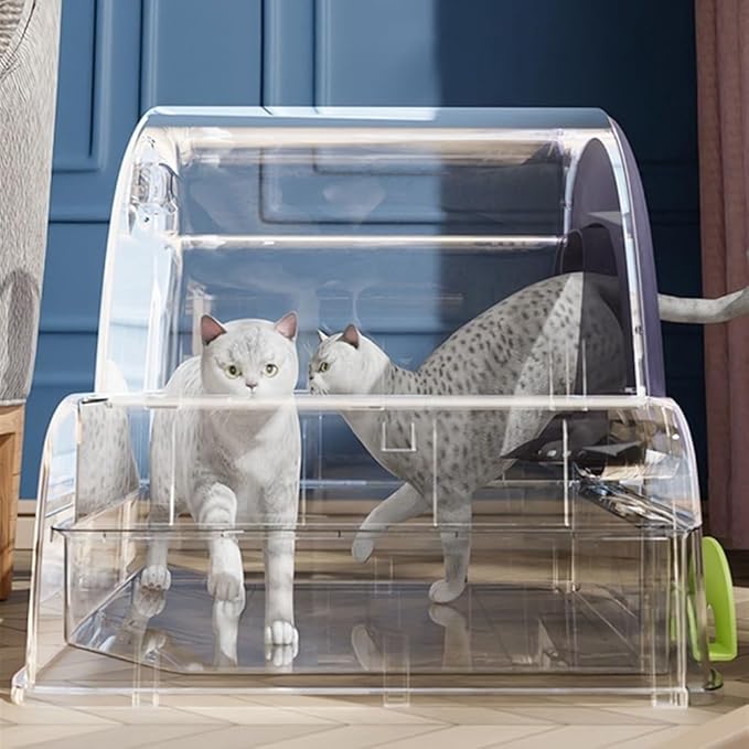 Pet Supplies, Enclosed Cat Litter Box with Hood & Drawer, Anti-Splash & Easy Clean(White)