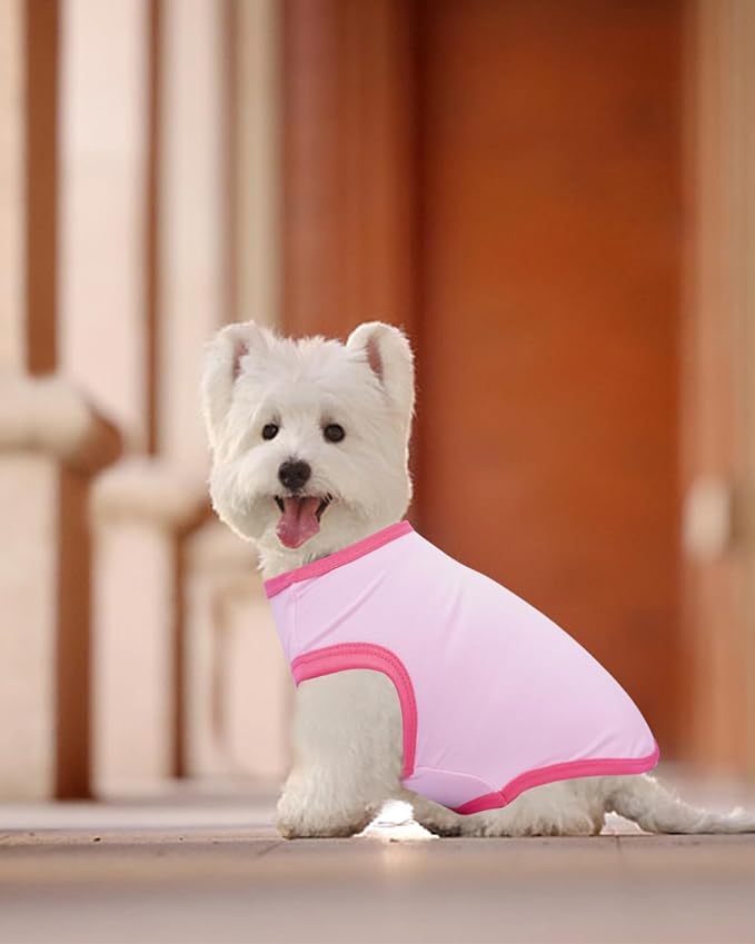 PET SHOW 4 Pack Blank Dog Shirts for Small Doggies Female Tank Top Tee Solid Red Pink T-Shirts Pets Daily Plain Sleeveless Vest Cats Kittens Puppy Clothes Girls(Small)