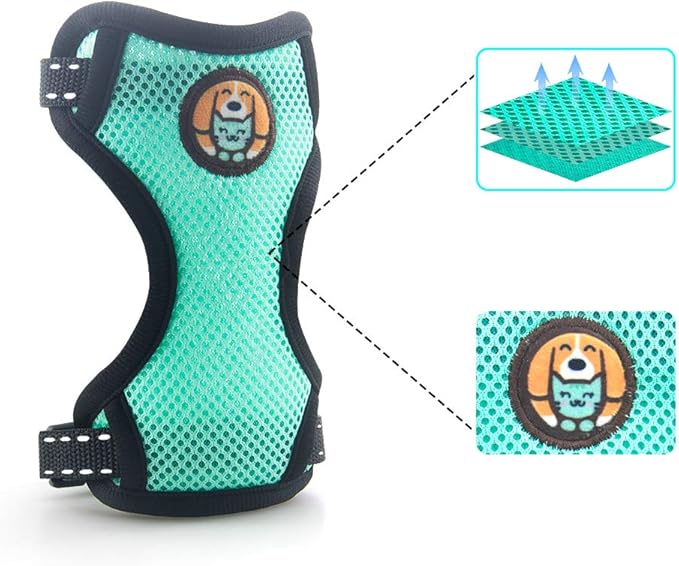 AWOOF Reflective Kitten Harness and Leash Escape Proof with Car Seat Belt, Adjustable Cat Puppy Walking Jacket with Metal Leash Ring, Soft Breathable Small Pet Vest (S)