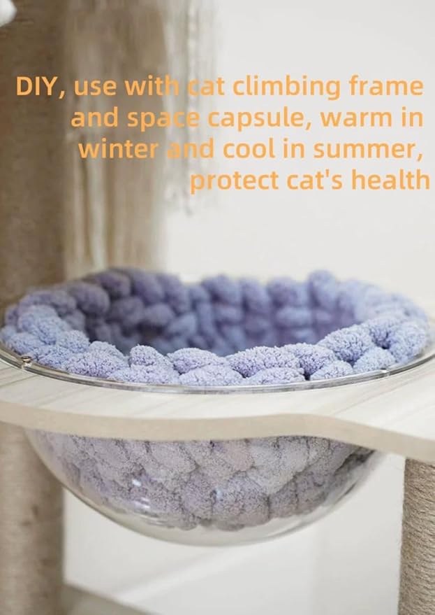 Hand-Woven Cat Mattress Nest Space Capsule Stepping Milk Round Cushion Pet Warm Pad Sleeping Four Seasons Indoor Pet Cat Climbing Frame Mat Enlarged Thickened (Brown, 35CM)