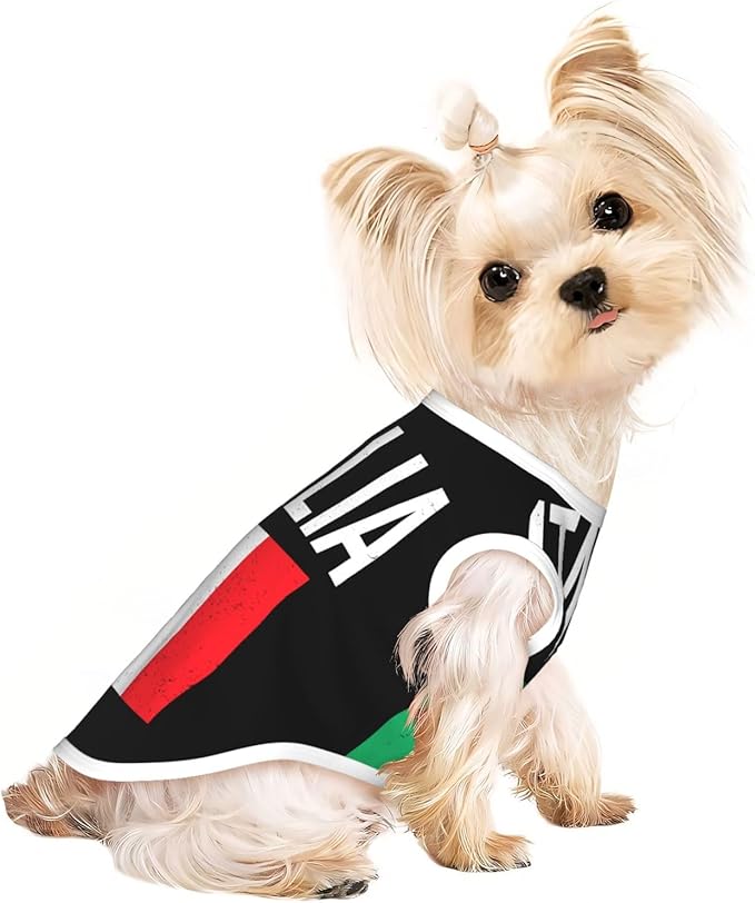 Vintage Italia Flags Italy Italian Flag Dog Shirts Sleeveless Puppy Cotton T-Shirts Breathable Dog Clothes Pet Apparel Tank Top Pullover Doggy Cozy Canine Wear for Small Dogs Cats Blue Medium