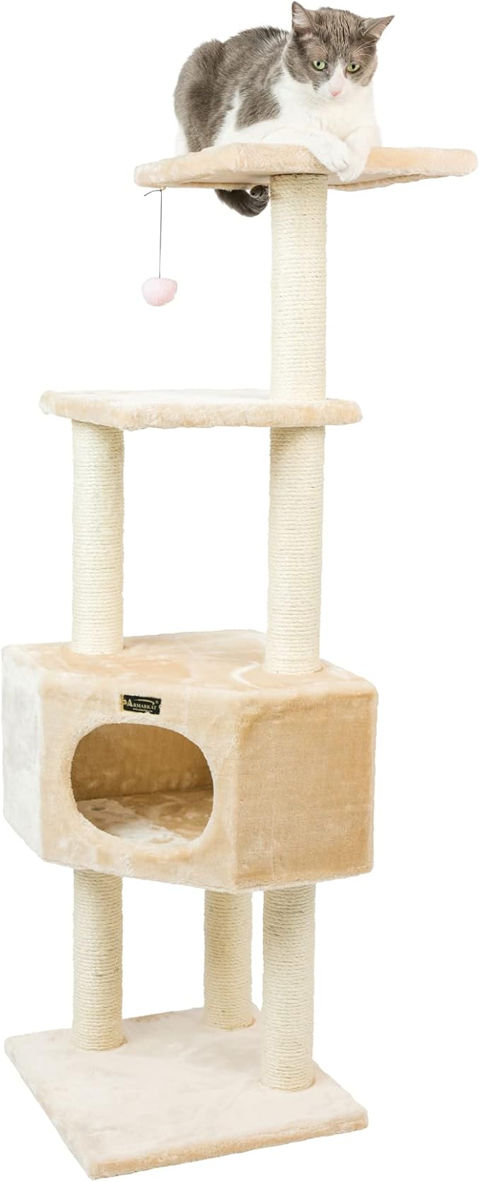 Aeromark 3 Tier Cat Tree, Armarkat Real Wood Scratch furniture A5201, Beige